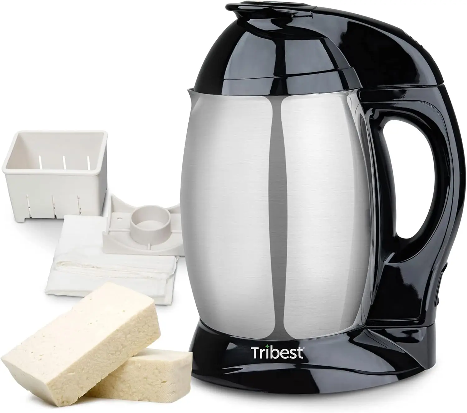 Automatic Soy Milk Maker Machine with Tofu Kit Large, Silver, Large, Black/Stainless Steel