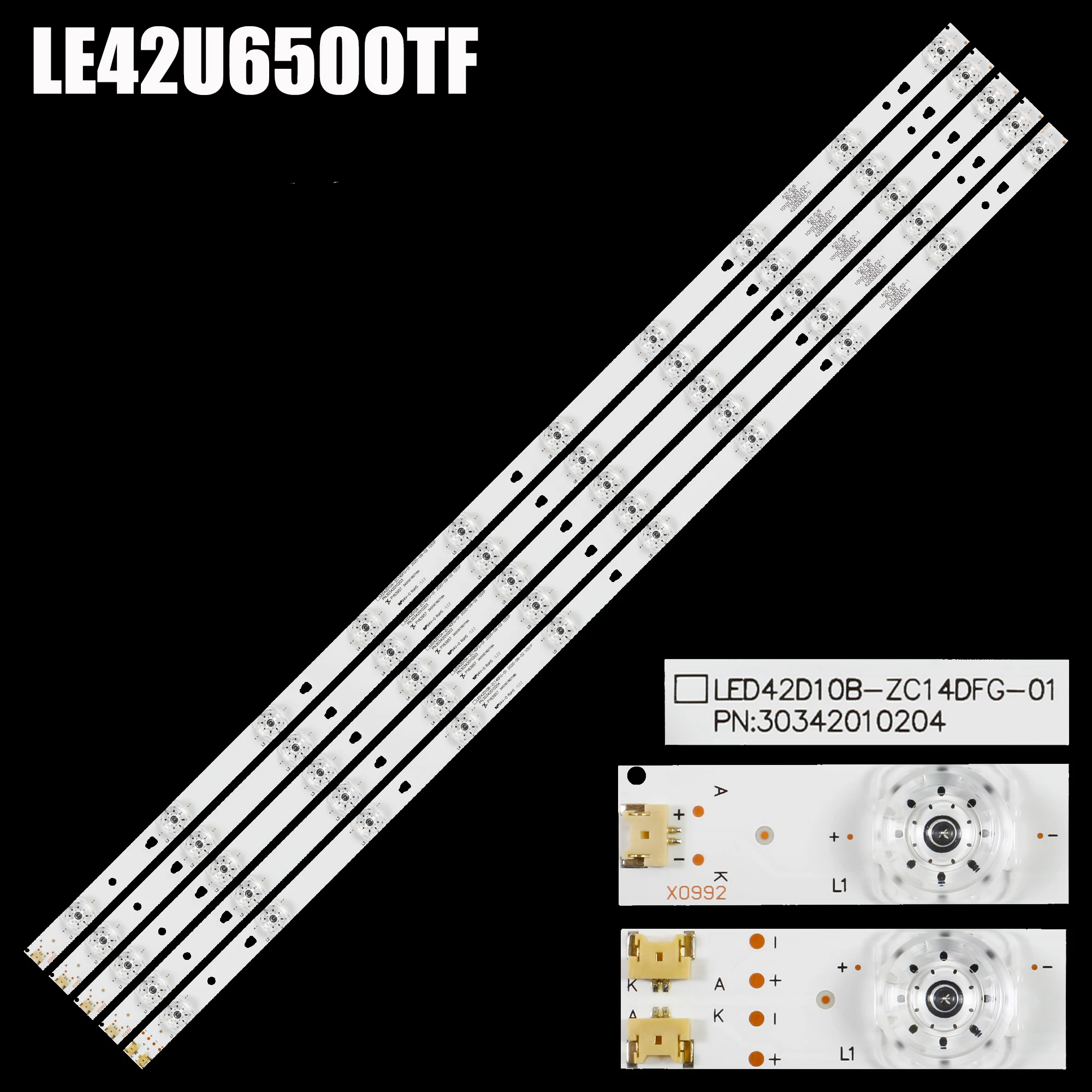 Tiras de luz de fundo LED para JVC, Lt-42m450, LT42M650, LED42D10B, LED42D10A-ZC14DFG-01, 10S1P, LE42AL88R81A2, LE42U6500TF, KIVI 42FX10S