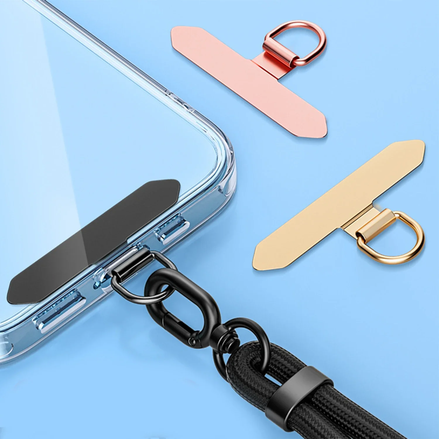 1-5Pcs Metal Phone Lanyard Gasket Patch Anti-lost Anti Fall Mobile Phone Rope Card Clip Ultra Thin Hanging Strap Cord Tab