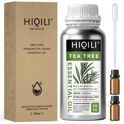 HIQILI 500ML Tea Tree Essential Oil, Pure Tea Tree Orange Rose Vanilla Oil for Hair Care Aomatherapy Diffuser Humidifier Massage