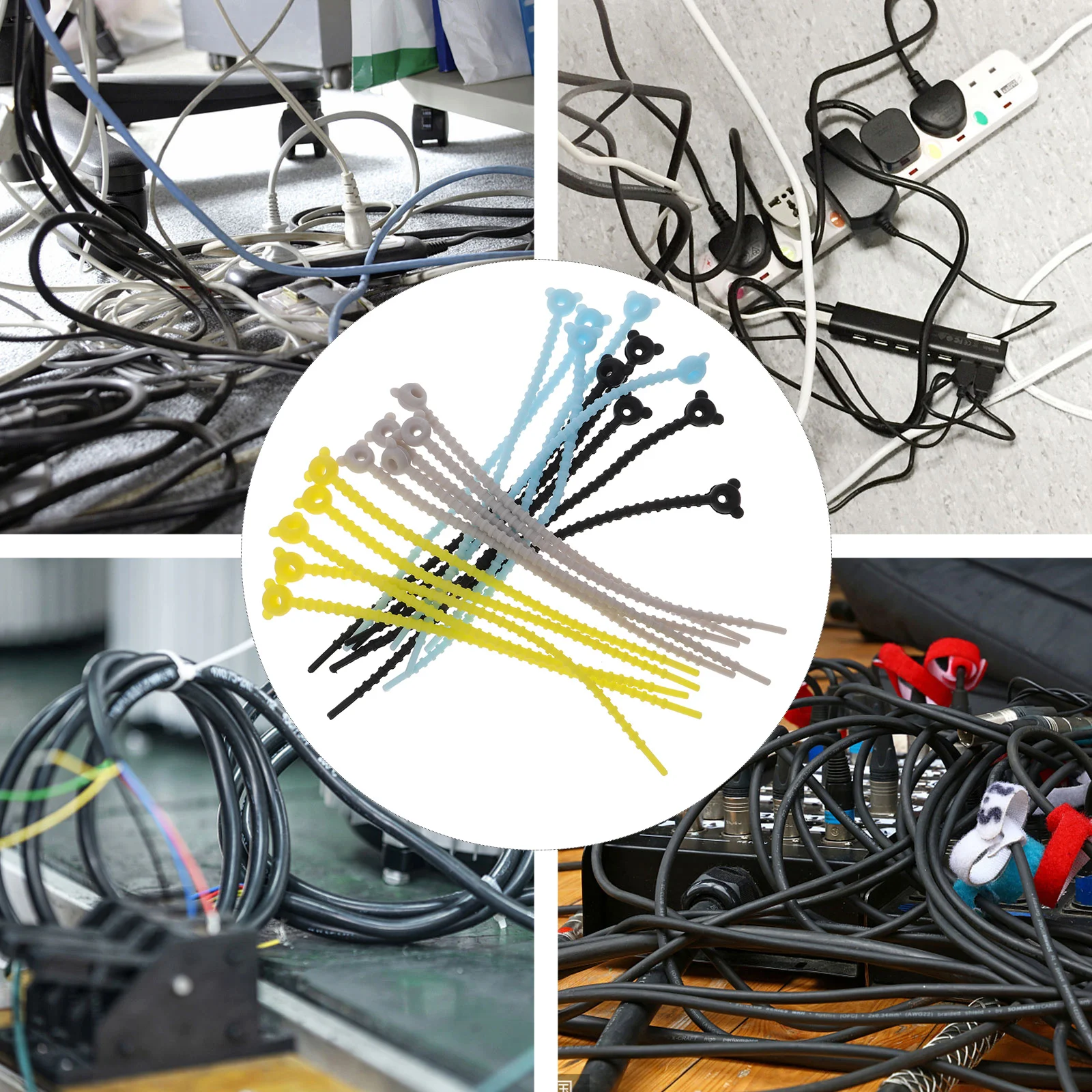 

20Pcs Silicone Cable Organizer Anti-Winding Cord Ties Reusable Ties for Headphones USB Charging Cables Silicone Cord Tie