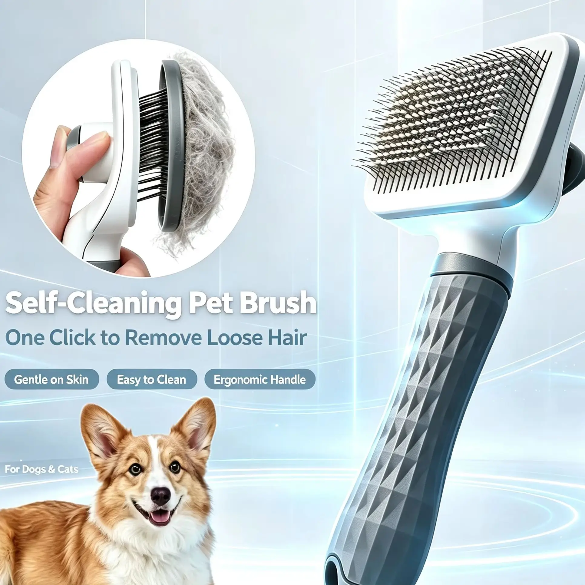Self-cleaning Pet Hair Remove Comb Cat Slicker Brush Pet Hair Removal Comb For Dogs Cats Grooming Tools Combs Best-selling