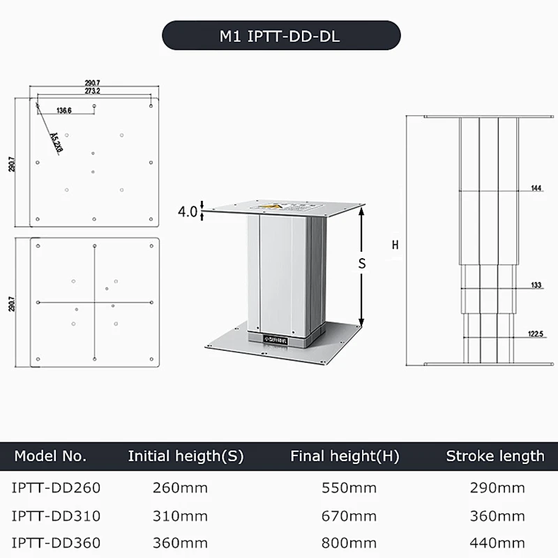 Electric Height Adjustable Lifting Column Set IPTT 310 DC12/24V With Wireless Controller for Industrial Home Office Automation