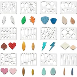 12Pcs Reusable Earrings Making Template, Leather Earring Templates 10x8 inch Plastic Cutting Stencil with Differnt Patterns