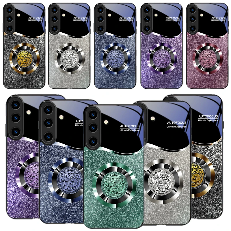 Golden Oriental Dragon For Samsung Galaxy S24 FE S23 S22 S21 S20 Plus S26 Ultra S25 Edge S25+ S24+ S20 Black Glass Phone Case