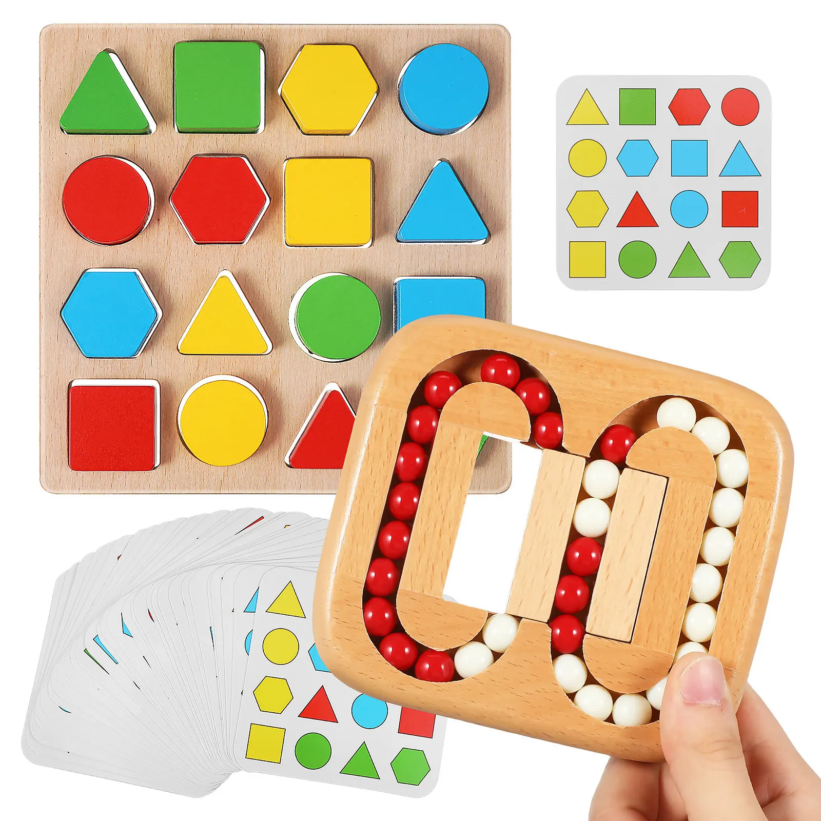 

1Set Wooden Pattern Arrangement Puzzles for Elderly Cognitive Stimulation Memory Retention Concentration Game Senior Activity