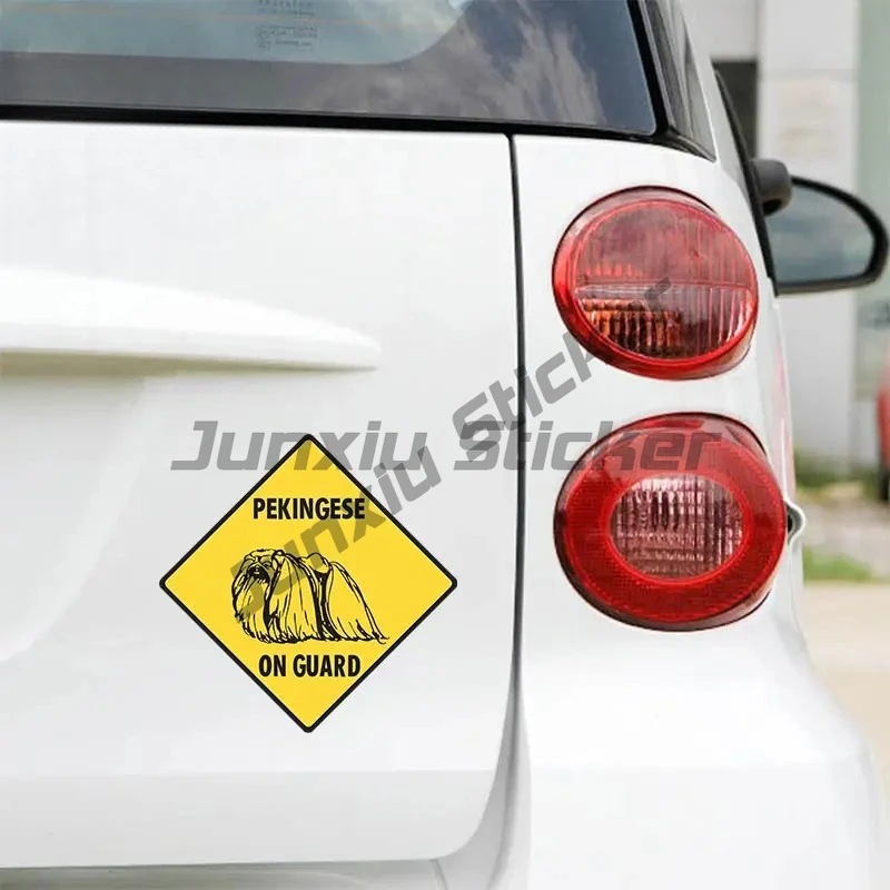 

For Pekingese on Guard Car Stickers and Decals Waterproof Family Creative Scratch-proof Window Decal