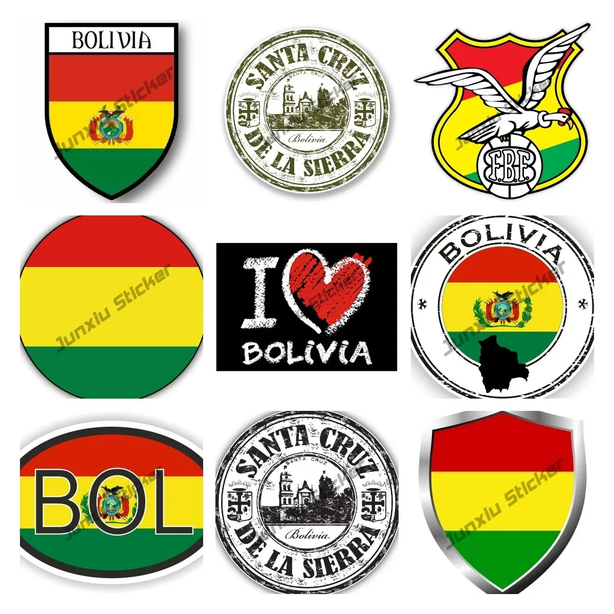 Bolivia Sticker Car Motorbike Coat of Arms City Flag Bolivia Seal Sticker of Bolivia Stamp Bumper Roundel Laptop Car Truck