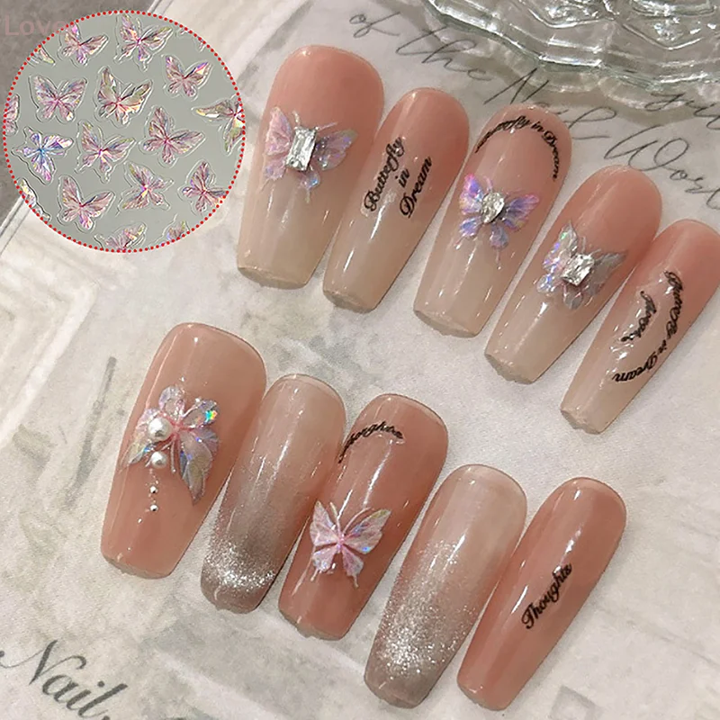 [L&P] 1 ورقة فلاش جزء الصدف ضوء فراشة ملصقات الأظافر الربيع مسمار الفن صائق تصميم مانيكير أداة