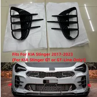 For KIA Stinger 2018-2023 Car Sticker  Bumper Side Vent Spoiler Canard Covers Carbon Fiber Look Gloss Black Accessories ABS