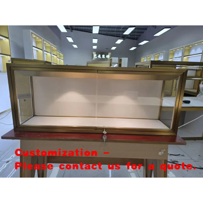 custom.Metal Frame Glass Eco-Friendly Waterproof Gold/White Display Showcase Counter Exhibit Cabinet Retail Display