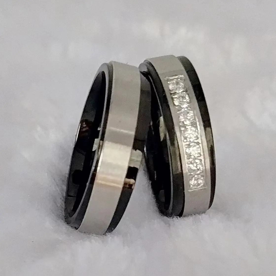 High Quality Black Wedding Rings Couple Sets Western 316L surgical titanium stainless steel jewelry for men and women