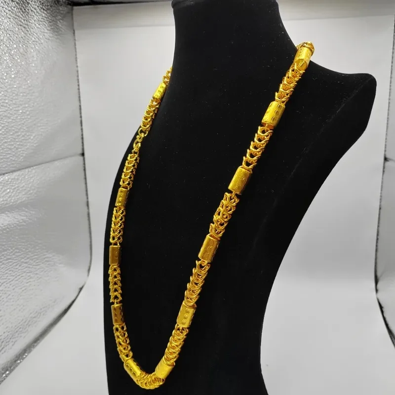 Luxurious 9999 24K real gold versatile dragon bone necklace fashionable men's and women's necklace gold jewelry