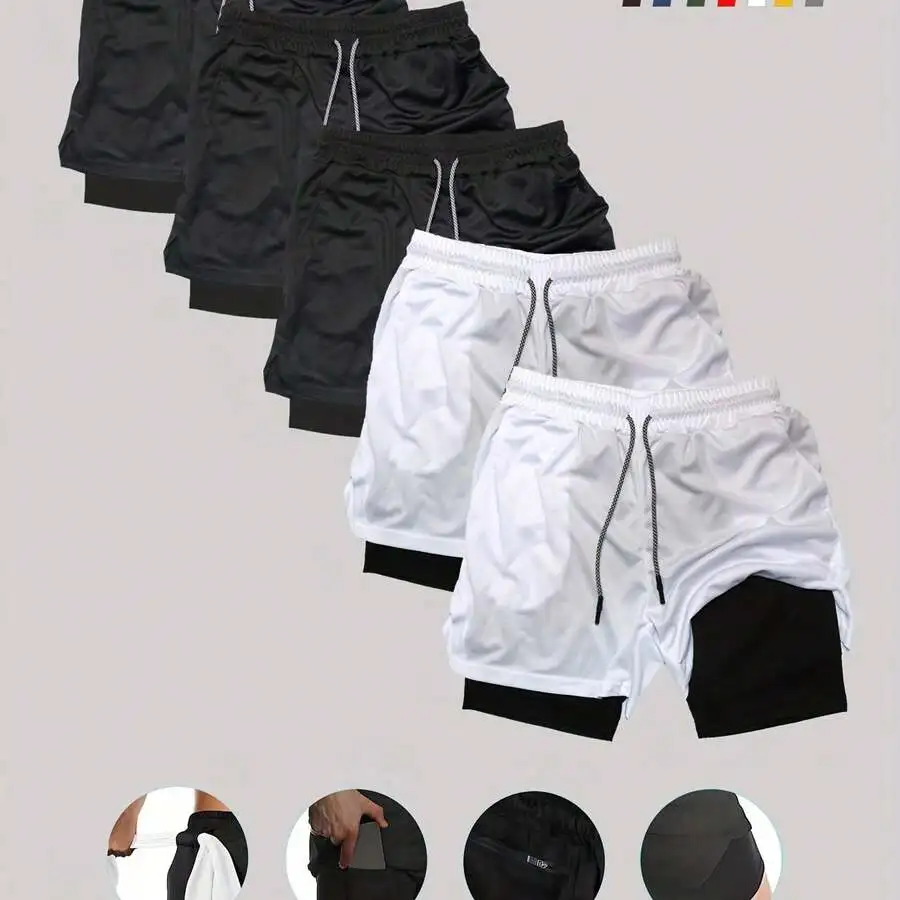 Mens Double Layer Quick Dry Basketball Shorts