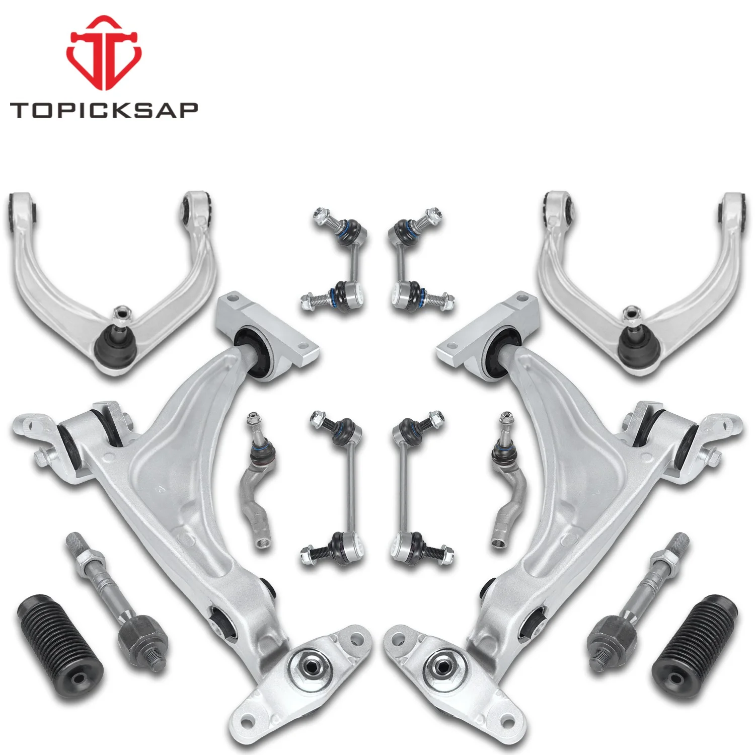 

TOPICKSAP 14Pcs Front Lower Control Arm with Ball Joints Outer Inner Tie Rod Boot Sway Bar Link for Volvo XC90 XC60 2016-2020