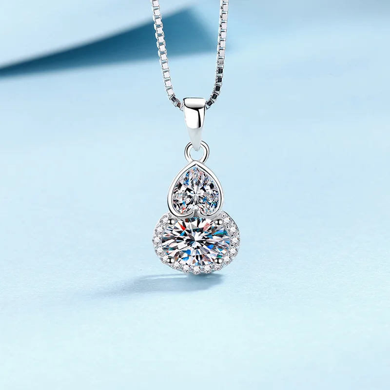 PT950 white gold moissanite platinum necklace gourd love necklace simple ins style holiday gift for girlfriends