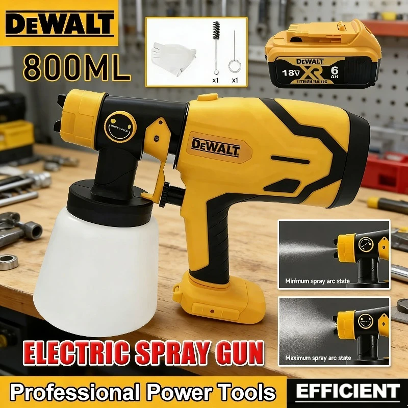 

Dewalt 800ML Cordless Electric Spray Gun Portable Paint Sprayer High Power Auto Furniture Coating Airbrush Tool