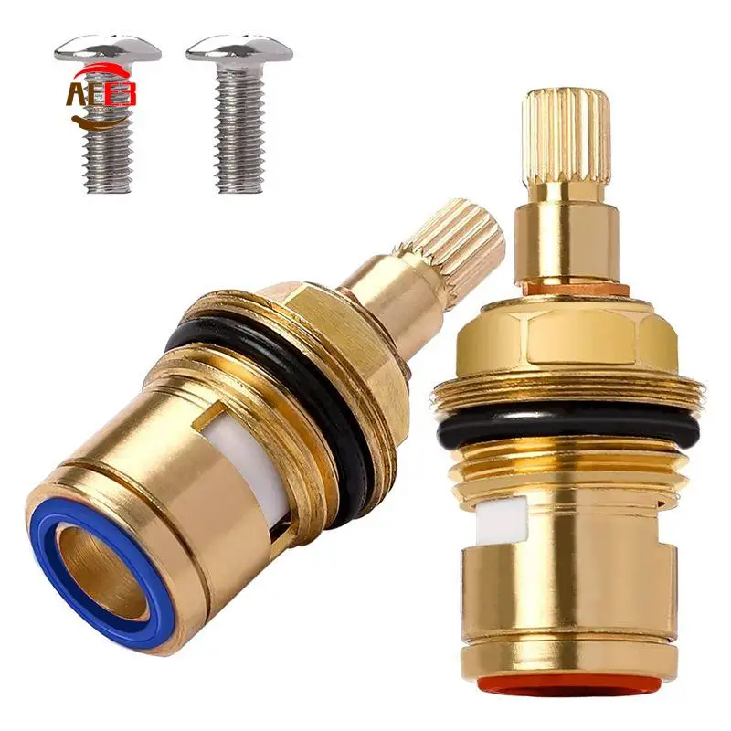 AEE3-2PCS Brass Stem Disc Cartridge Faucet Valve Cartridge Repair Replacement Parts Gold