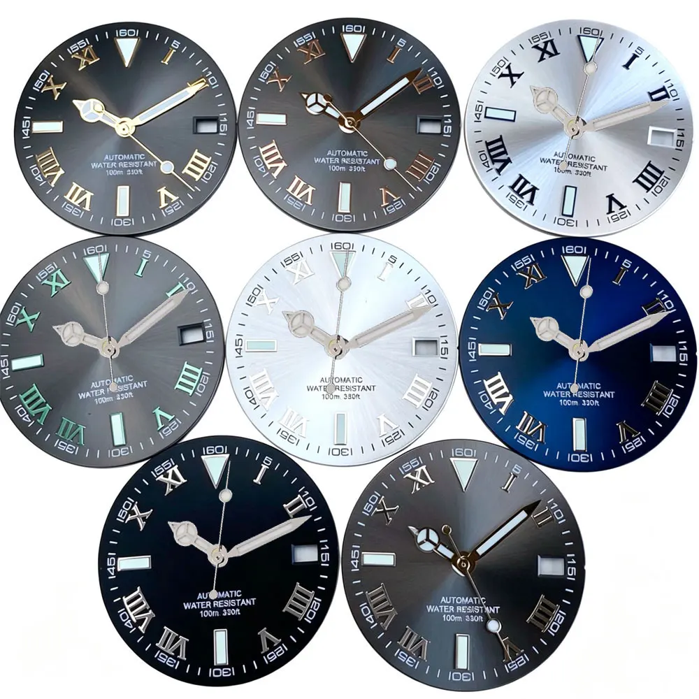 29mm Green/Rose Gold Roman Numeral Markers Sunburst Watch Dial For NH35 ETA 2824 PT5000 Miyota 8215 Replacement Mod Watch Dial