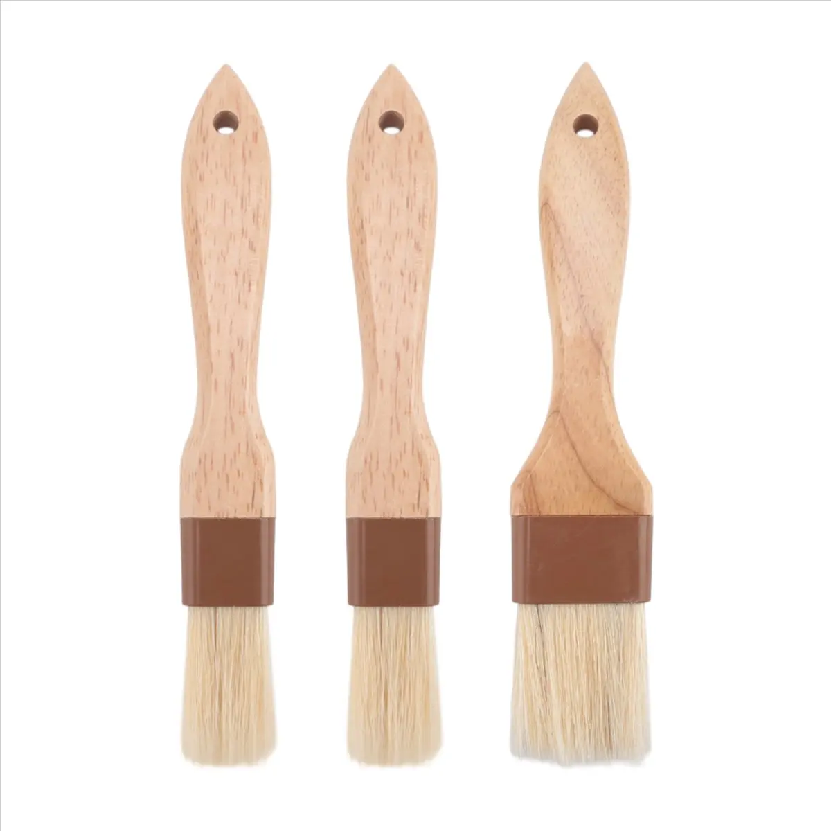 AT16 Pastry Brush,Basting Brush for Cooking,Natural Bristle BBQ Brush for Oil & Sauce,Wooden Handle Food Brush 3 Pack