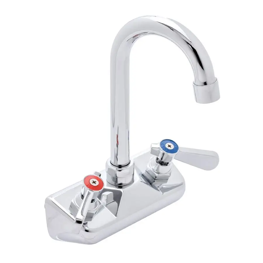 

Commercial Hand Sink Faucet Wall Mount Sink Faucet 4 Inch Center for Kitchen Small Sinks 31 2 Gooseneck Spout Lever Handle 2 Hol