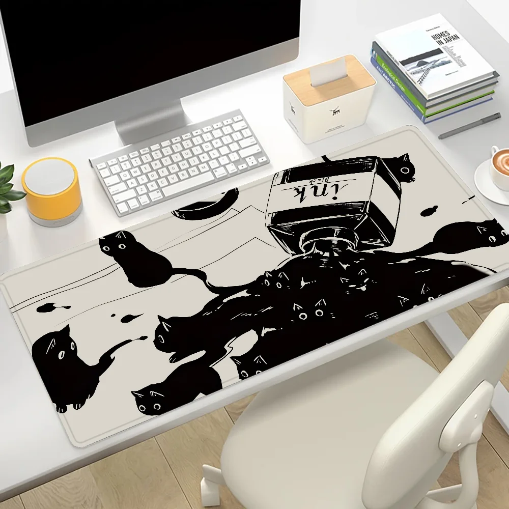 Imagem -06 - Cute Black Cat Gaming Mousepad Mousepad Grande Gamer Mouse Pad Tapete de Teclado Tamanho l xl Xxl Novidades