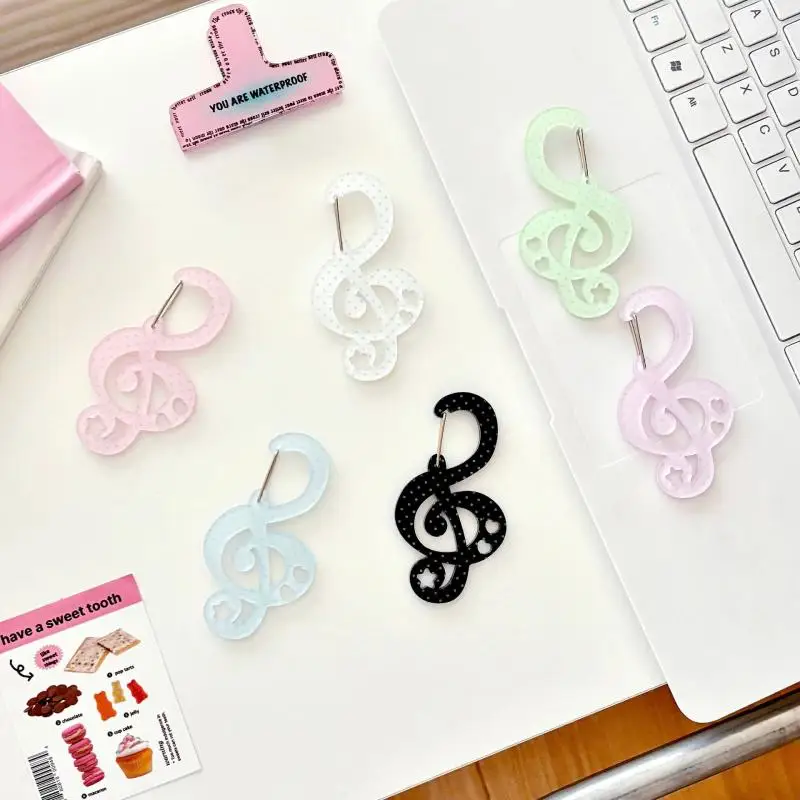 New Polka Dot Musical Note Shape Carabiner Mountaineering Buckle Acrylic Candy Color Buckle Keychain Multipurpose Keyring Hook