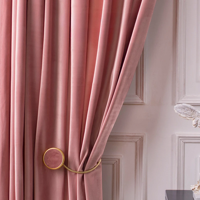 

Light Luxury Velvet German Cotton Velvet Velvet Curtains Dirty Pink Cornel Powder Modern Minimalist Bedroom Shading Curtains