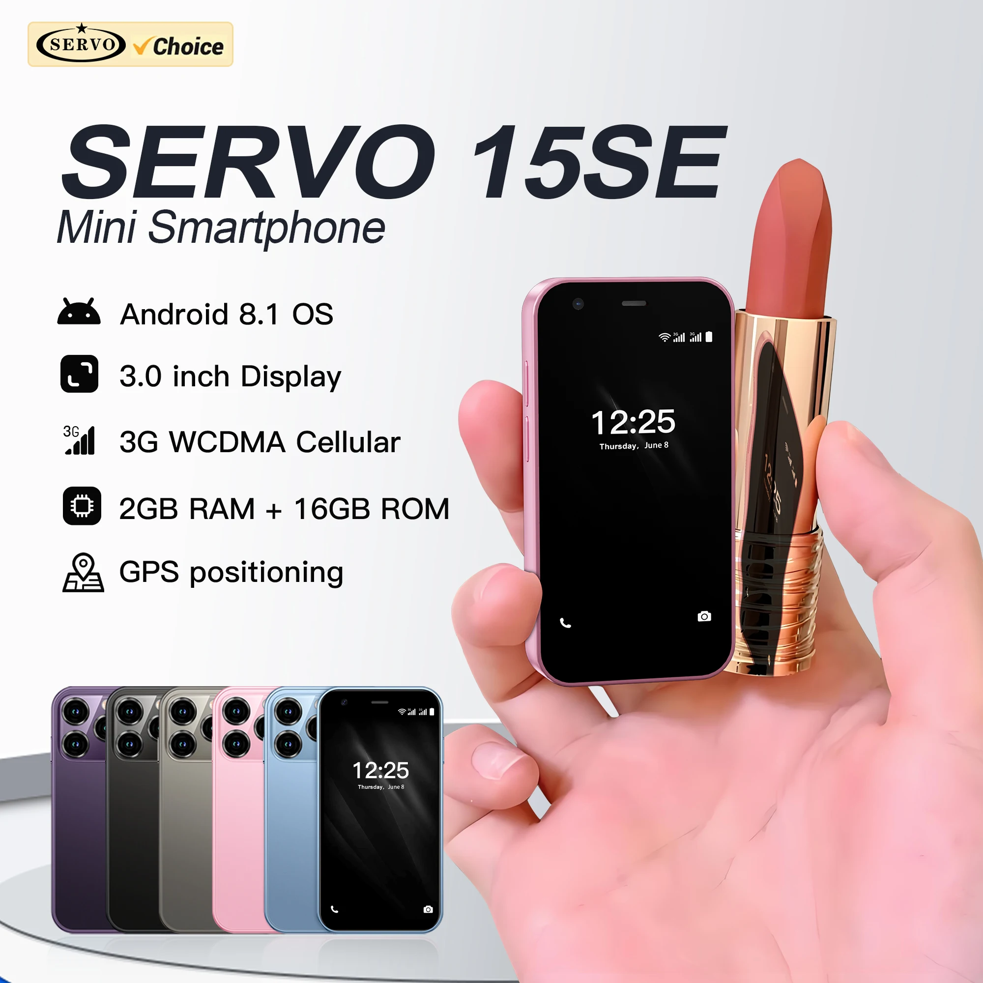 SERVO 15SE Android Mini Smartphone 3G WCDMA 2GB+16GB Play Store WhatsAPP WiFi Dual SIM Unlocked 3.0'' Pocket Smart Mobile Phones