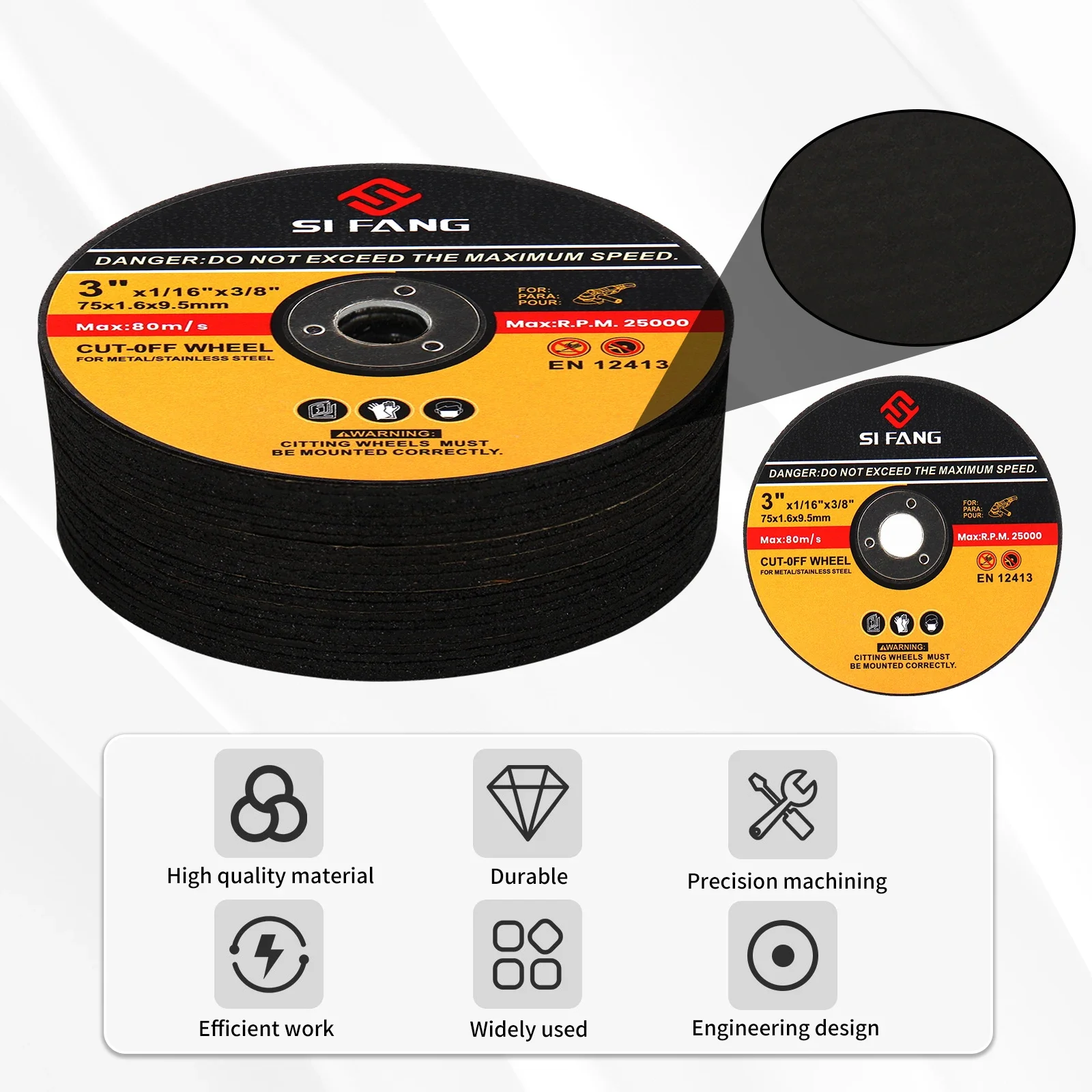 SI FANG-discos de corte de Metal de 76mm, muelas de lijado, discos de cuchillas para amoladora angular eléctrica, accesorios, herramientas de corte de Metal