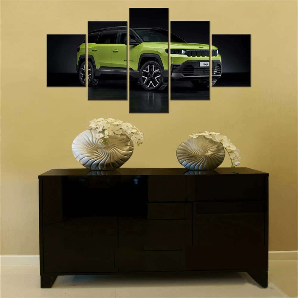 5 Pieces Canvas Wall Arts Poster Painting Black Dark Jeep Compass e First Edition Wallpaper Home Decoration Interior Artwork