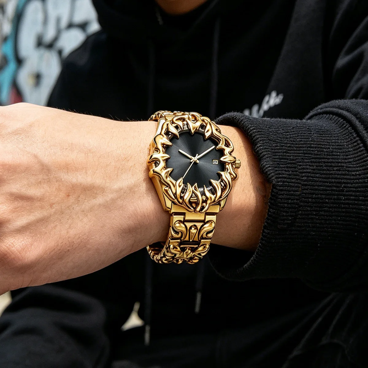 New Fashion Men Watches Y2K Claw Watch Alabaster Style Waterproof Calendar Quartz Wristwatches Relogio Masculino Drop Shipping