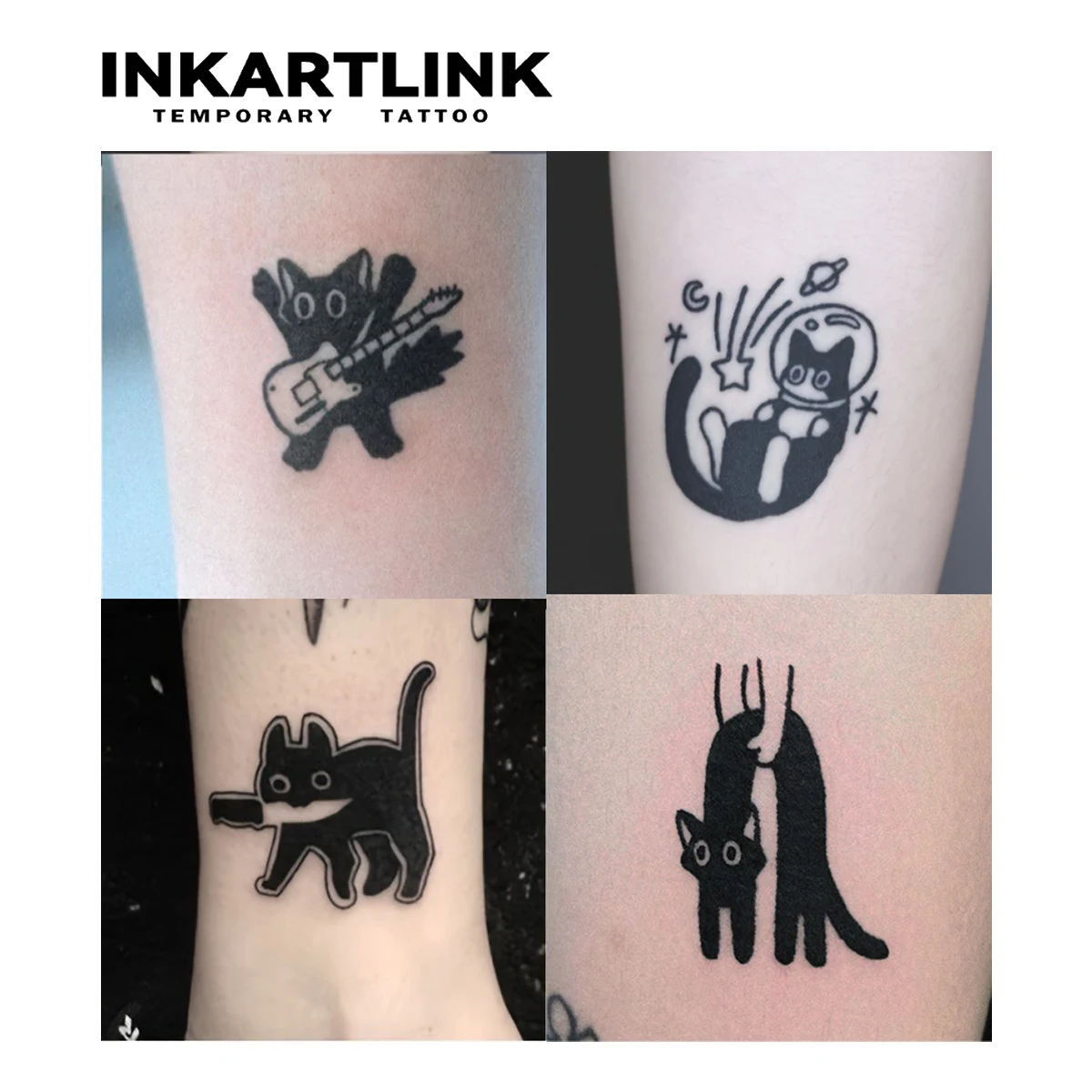 Cute black cat Temporary Tattoo,Lasts To 15 Days New Technology Magic Waterproof Semi Permanent Sticker.