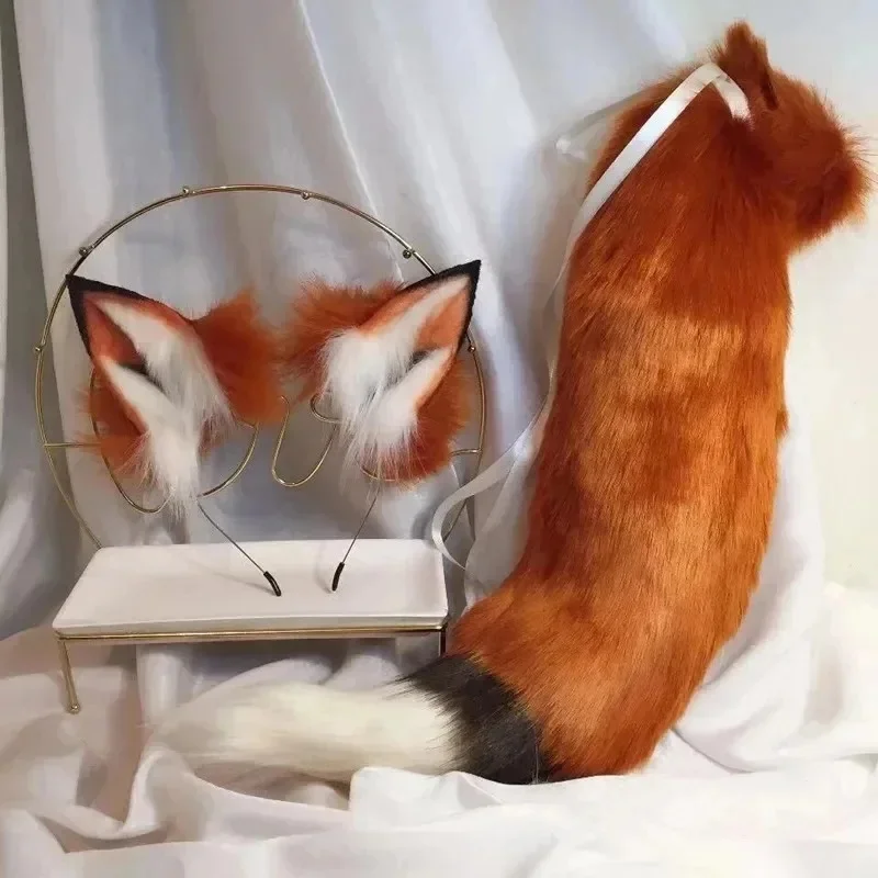 Red Fox Ear Beast Tail Wolf King Ear Cat Ear Headband Custom COSPLAY Hand Made LOL Golden Fox Ears Anime Hair Accessories