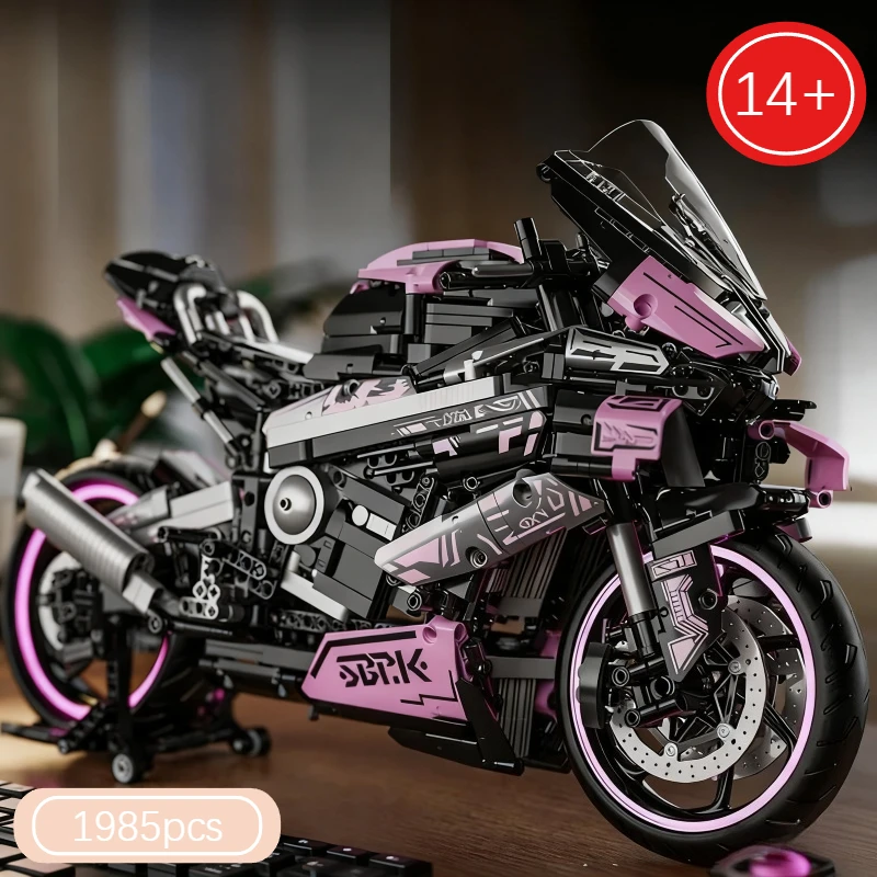 جديد دراجة نارية اللبنات مجموعة 1985 قطعة لتقوم بها بنفسك أطقم منمذجة ألعاب الدراجات النارية الإبداعية هدايا للبنين عيد ميلاد ديكور المنزل جمع #4