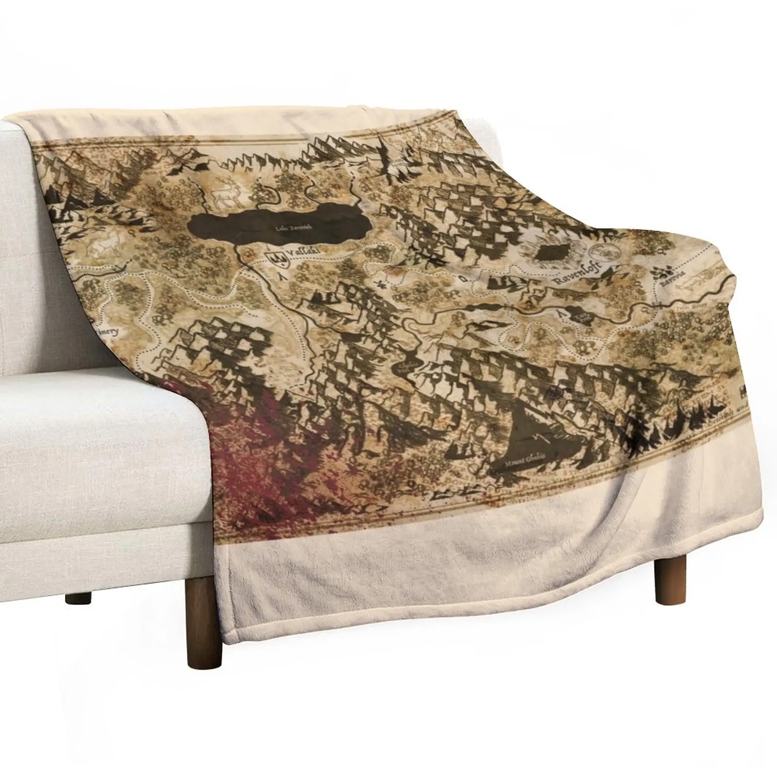 

Dr. Rudolf Van Richten's Annotated Map Of Barovia Throw Blanket Extra Large Throw Decorative Beds Blankets