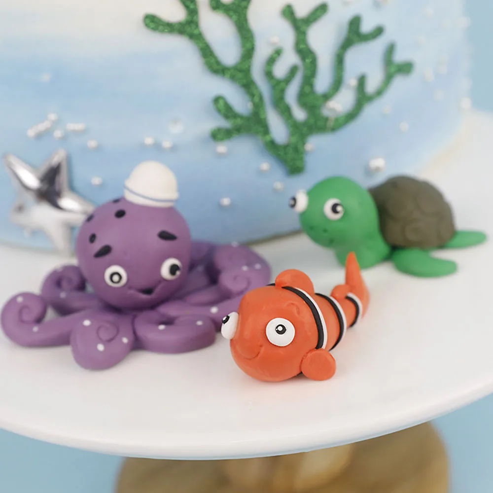 Geburtstagstorte Dekor Meerjungfrau Seestern Muschel Kuchen Topper Fisch Topper unter dem Meer Kuchen Topper Ozean Thema Geburtstag Party Supplies – Detail 2