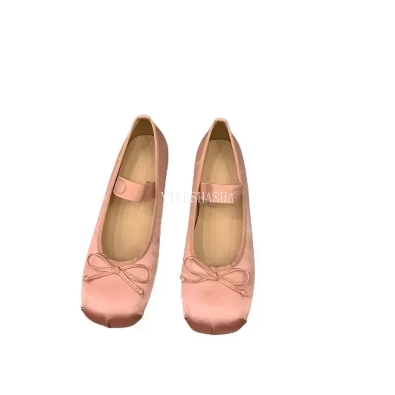 2024 New Spring Summer Flat Ballet Shoes Women's Shoes Retro Satin Mary Jane Shoes Ballet Flats Women Zapatos Mujer YIKESHASHA