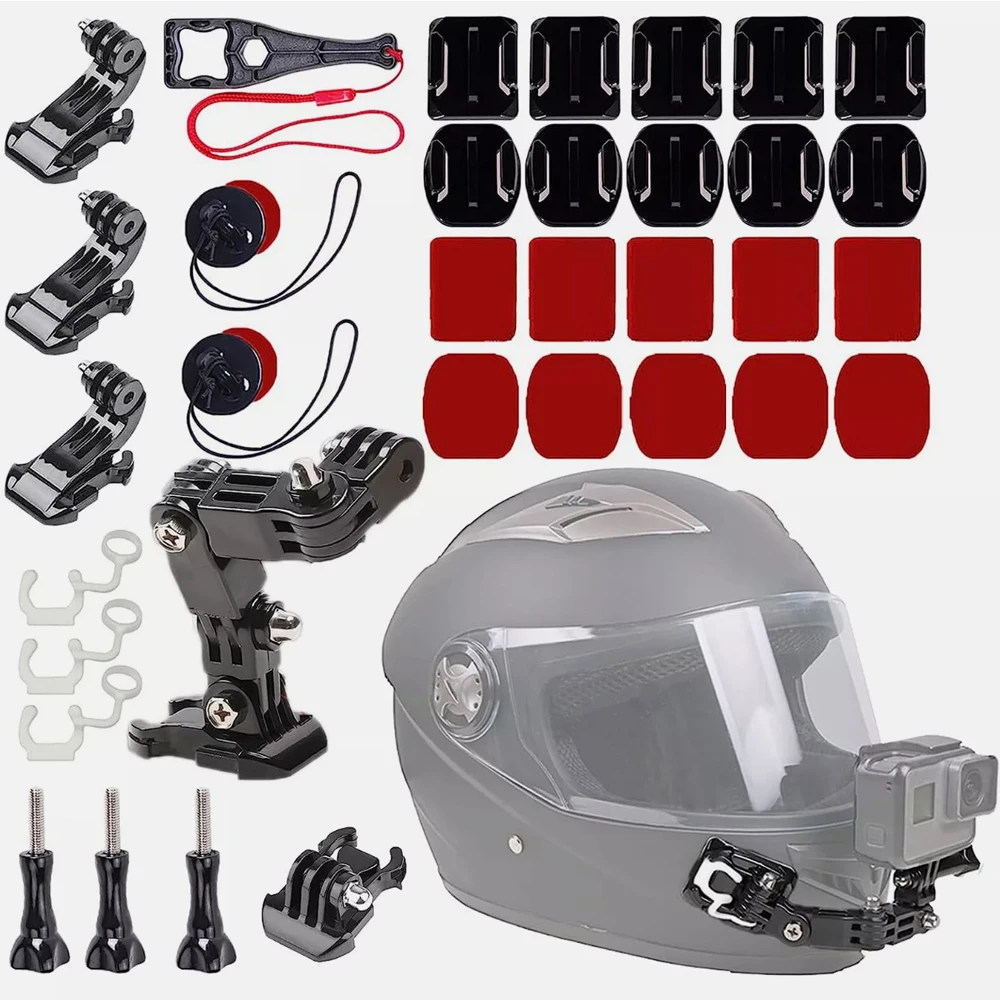 

34 in 1 Motorcycle Helmet Chin Mount Adhesive Pads Sets for GoPro DJI Insta360 SJCAM Xiaomi Yi
