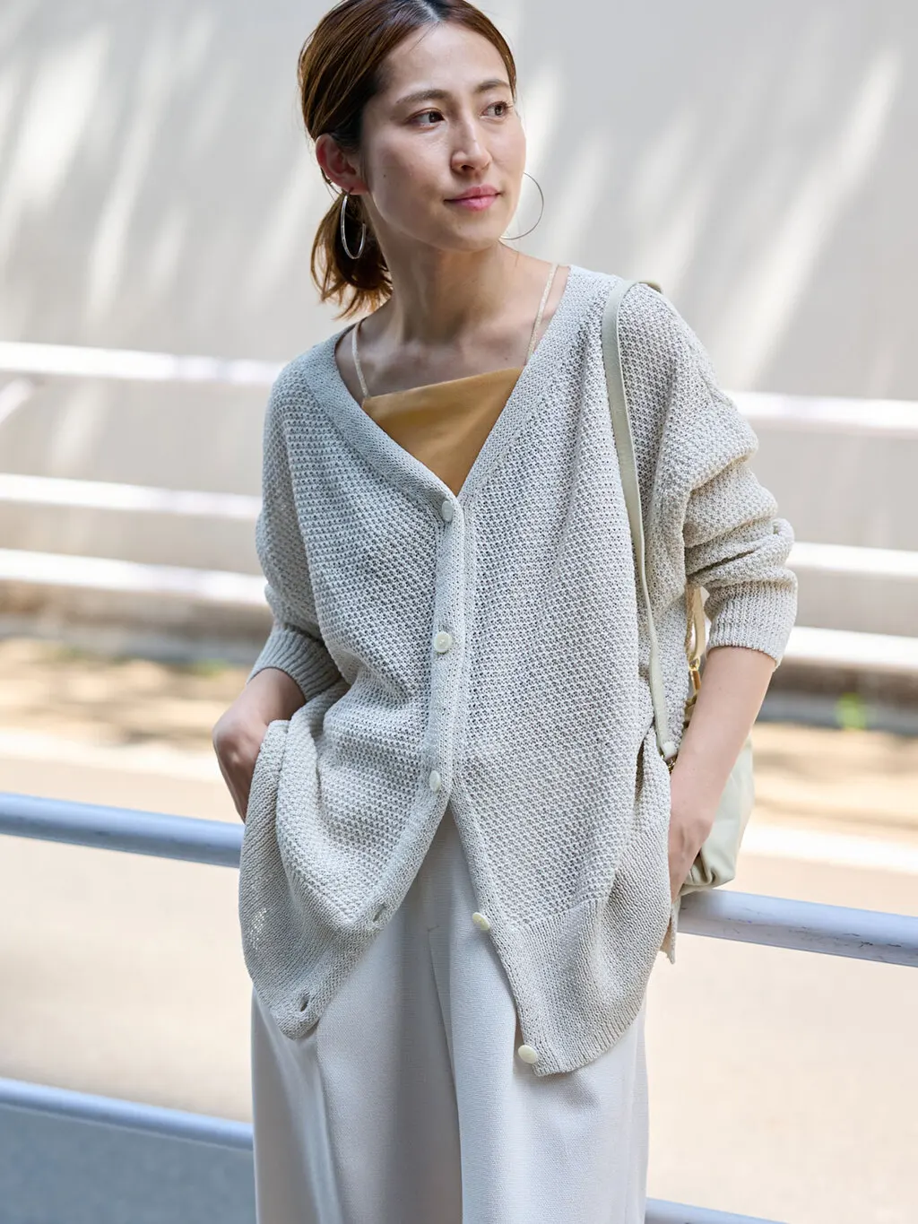 

Loose Knitted Cardigan V-Ne Paper Silk 2Way Slouchy Outline Coolmax Fiber Long Sve Artistic Sle Women's Knitted Sweater
