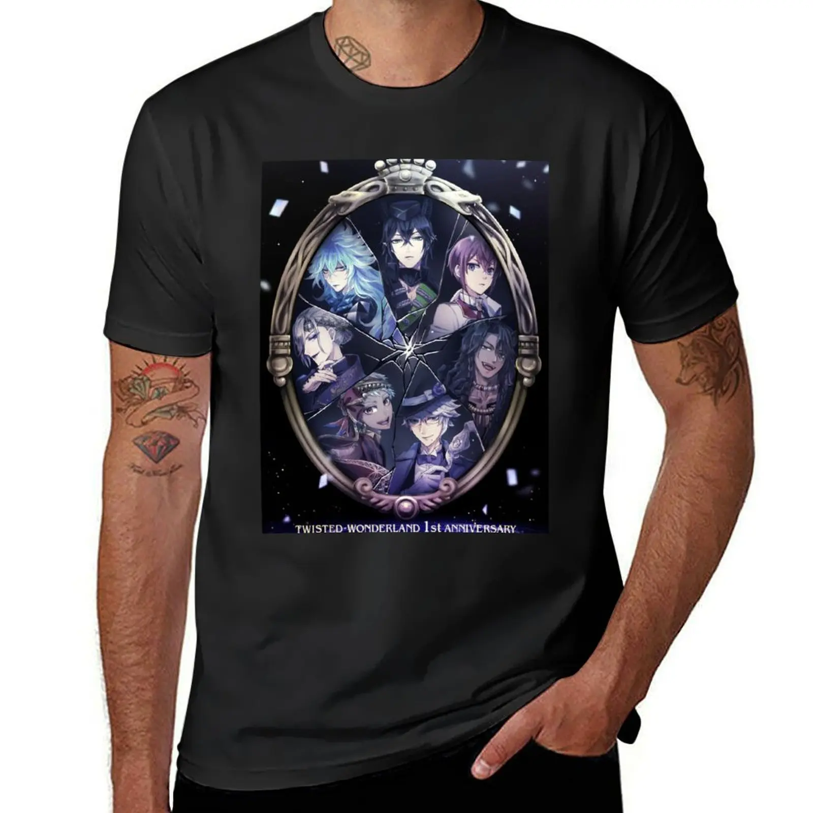 

twisted wonderland anime T-Shirt hippie clothes vintage tshirts for men