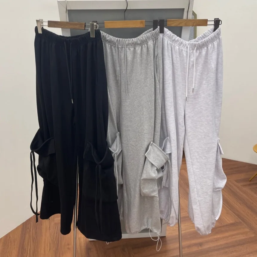 Pantaloni casual dimagranti a vita alta a gamba larga per le donne Primavera Autunno Nuovi pantaloni Sle Faionable Big Ket possono essere abbinati
