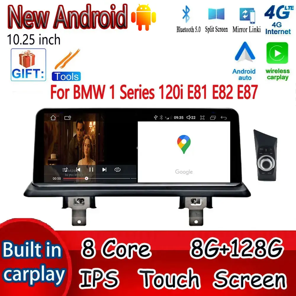 Android 14 Multimedia Stereo Radio Player For BMW 1 Series 120i E81 E82 E87 CIC CCC Original ID8 UI 10.25 Inch Wireless Carplay