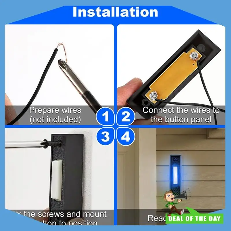 

24-Hour Delivery Wall Mounted Garage Door Switch With LED Lights 2 Pieces Illuminated Doorbell Button