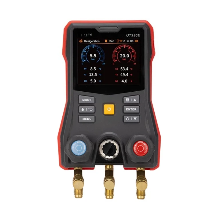 UT336E KIT Digital Manifold Gauge with 2 Wireless Temperature Clamps UT320I for Automobile AC Maintenance Pressure Meter