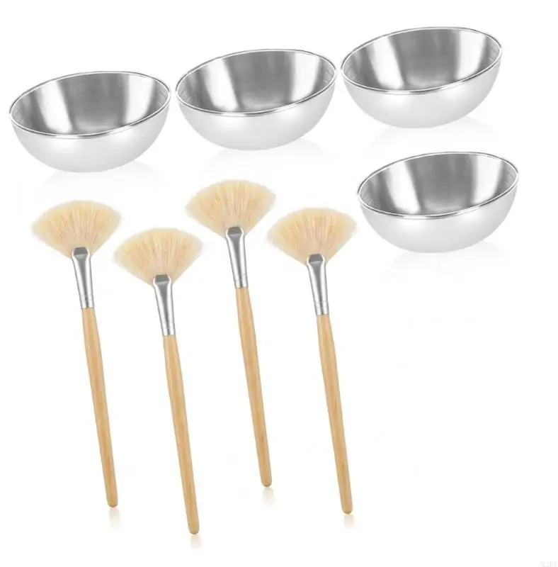 8Pcs Professional Grade Makeup Applicator Set With Mixing Bowl Nylon Brushes 