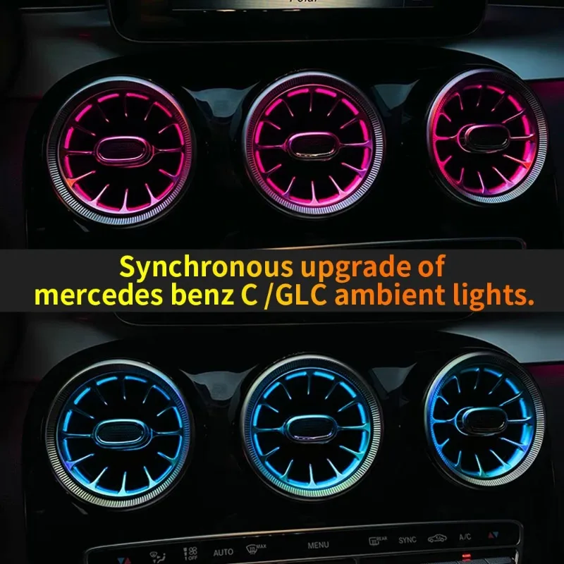 

Внутренние молдинги 3/64 цветов, светодиодное вентиляционное отверстие для Mercedes Benz W205 C-Class GLC X253, турбинное сопло, модернизированное управление через приложение Interio