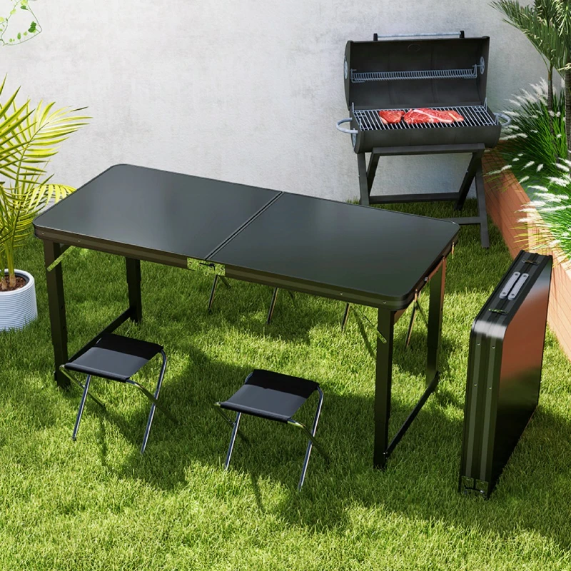 طاولة قابلة للطي محمولة قابلة للتعديل في الهواء الطلق طاولة تخييم خفيفة الوزن قابلة للإزالة مستطيلة أثاث الفناء مجموعة في الهواء الطلق