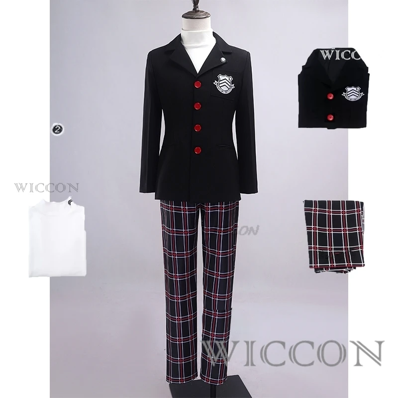 

cos Game Persona 5 Akira Kurusu Cosplay Costume P5 Ren Amamiya Full Set School Uniform Mens Suits Halloween Unisex Blazer Outfit