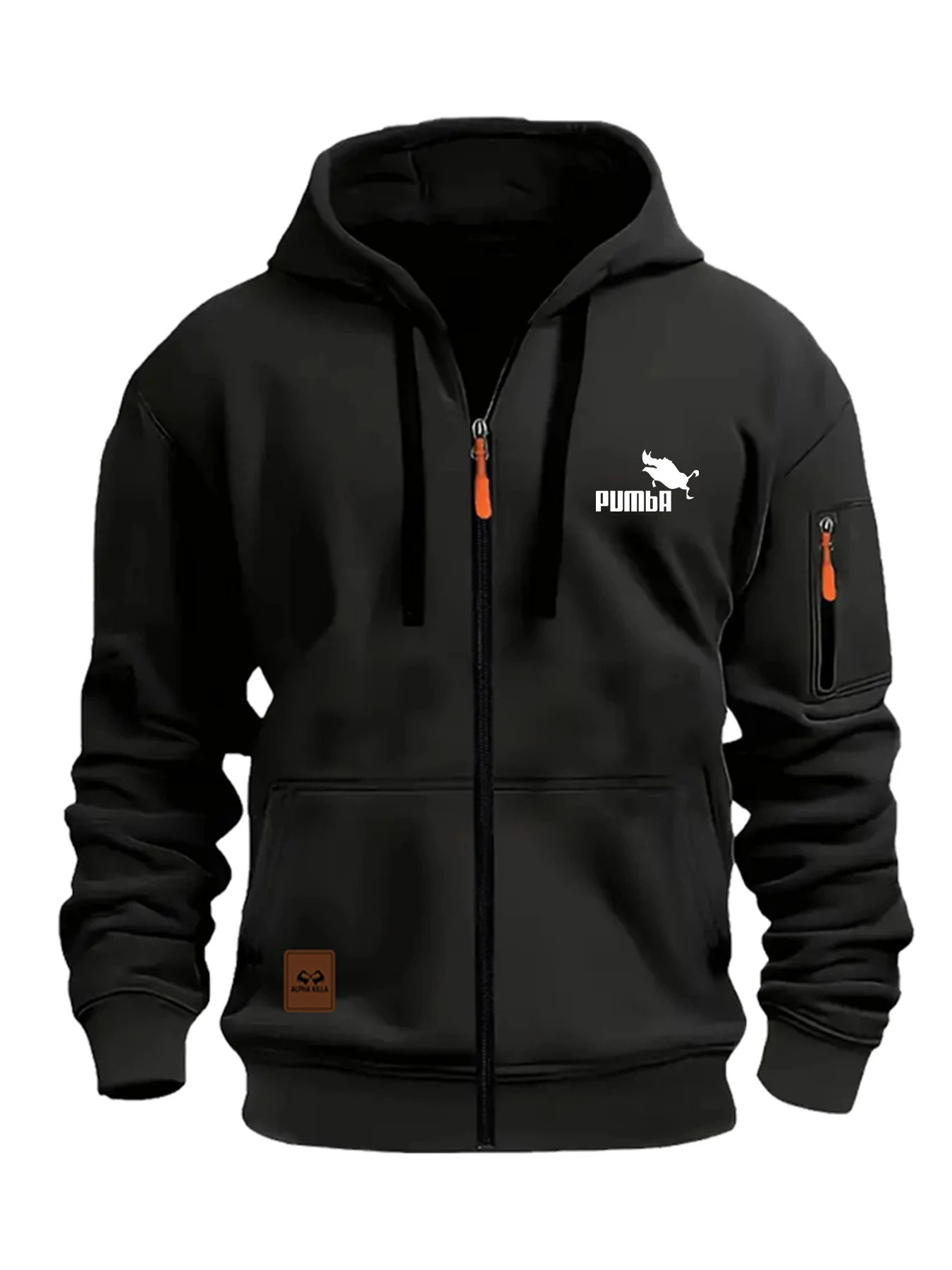 

Men's Solid Color Printed Casual Outdoor Spring Autumn Hooded Jacket with Zipper Decorated Drawstring Pockets Simple Style